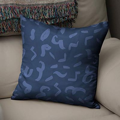 BonaMaison Housse de Coussin Motif, Bleu Taie d'oreiller pour Lit Voiture Canapé Maison Salon Chambre, Décoration D'intérieur, 43x43cm - Conçu et Fabriqué en Turquie