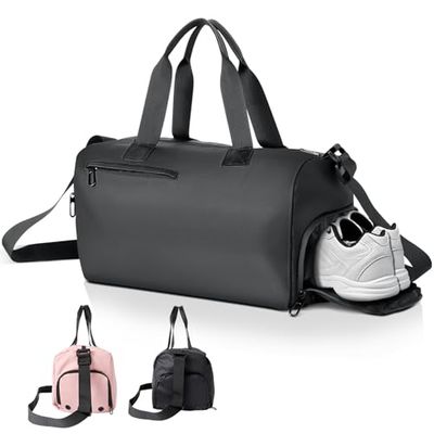 Romon Reistas, grote opvouwbare sporttas, fitnessstudio, opvouwbaar, met schoenenvak, grote sporttas, waterdicht, gymtas voor dames en heren, Zwart, 39 × 23 × 22 cm, Sport