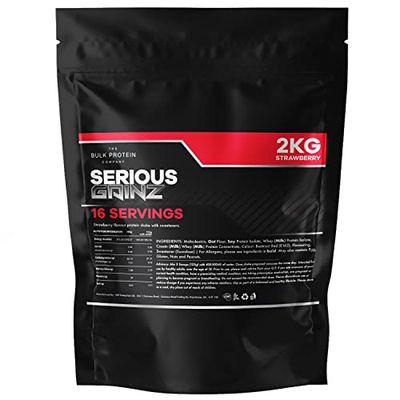 The Bulk Protein Company SERIOUS GAINZ 2kg - Whey Protein Powder - Weight Gain, Mass Gainer - 30g Protein Powders - Bulk Protein Company (Strawberry, 2kg)