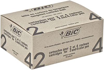 BIC Ricariche per penna a 2 o 4 colori, rosso (confezione da 50)