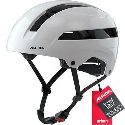 ALPINA Unisex - Volwassenen, SOHO Fietshelm, white gloss, 55-59 cm