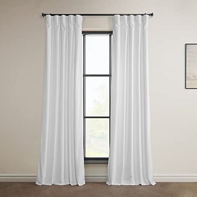 HPD Half Price Drapes Heritage Plush Velvet Curtains 108 Inches Long Room Darkening Curtains for Bedroom & Living Room 50W x 108L, (1 Panel), White