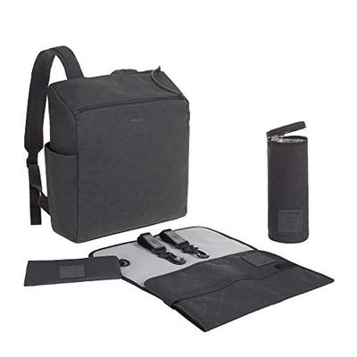 LÄSSIG Baby skötryggsäck skötväska med tillbehör veganskt läder/Tender Backpack antracit