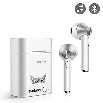 Słuchawki bezprzewodowe, Bluetooth, srebrne koty Miaou