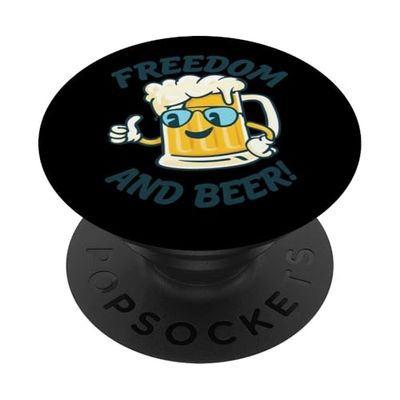 Freedom And Beer Funny Cartoon Mug Patriotic PopSockets PopGrip Adesivo