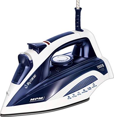 MPM MZE-21/N Stoomstrijkijzer met keramische zool, verticale stoom, stoomstoot, zelfreiniging, lekvrij, 7 functies, tank 400 ml, 2800 W