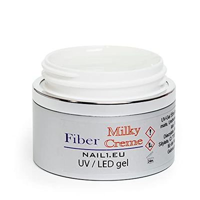 NAIL1.EU FIBER Milky Crema UV/LED, 1 fase, gel per il latte in fibra di vetro, 110 ml