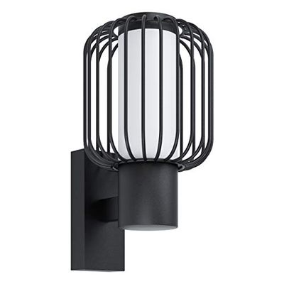 Eglo Ravello Applique Murale d'Extérieur 1 Ampoule Moderne en Acier Galvanisé Noir et Plastique Blanc, Lampe d'Extérieur avec Douille E27, Ip44