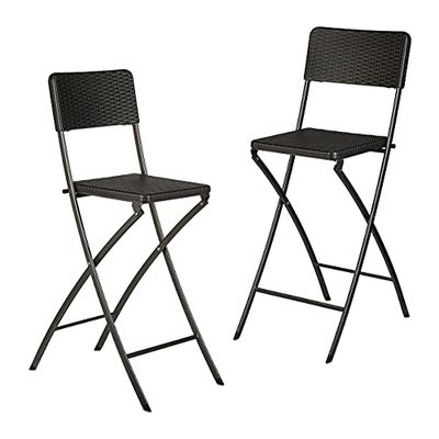 Relaxdays Chaise de bar lot de 2 avec dossier pliante pliable BASTIAN tabouret 78 cm hauteur, noir