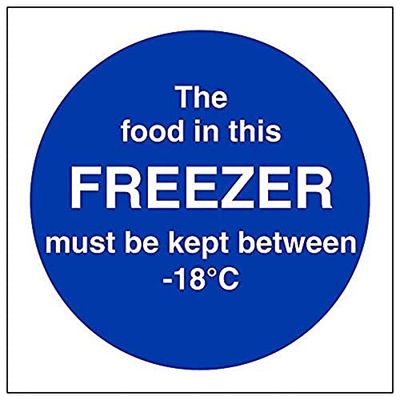 VSafety "The Food In This Freezer"-skylt, fyrkantig, (paket med 3), 100mm x 100mm, 3