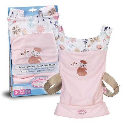 Baby Annabell Baby Carrier, doll carrier for kids with 2 viewing directions and adjustable strap in pink and gray, suitable for 36cm and 43cm dolls
