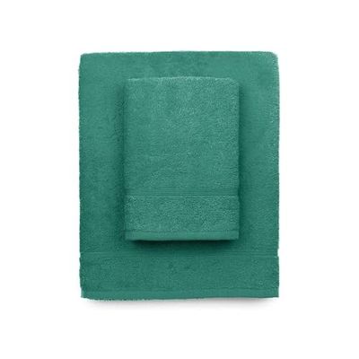 Zerobed Handdoek + gastendoekje van effen badstof, sponsset, 100% katoen, watergroen
