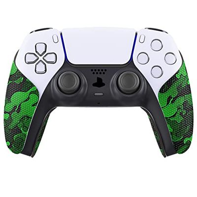 PlayVital Anti-Skid Sweat-Absorbent Controller Grip for ps5 Controller, Professional Textured Soft Rubber Pads Handle Grips for ps5 Controller - Black Green Camouflage