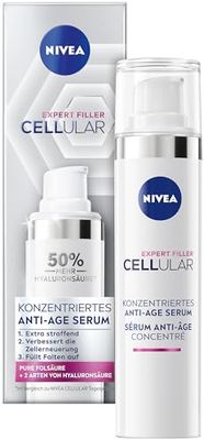 NIVEA Sérum anti-âge concentré anti-rides avec acide hyaluronique et folique, sérum concentré à l'acide hyaluronique pour une peau plus jeune, Cellular Expert Filler (40 ml)