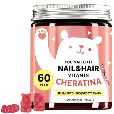 Bears with Benefits Orsetti gommosi alla cheratina - per capelli e unghie sani con vitamina C, E, selenio, zinco, rame e biotina - 400 mg di cheratina - 60 conteggi - Bears with Benefits