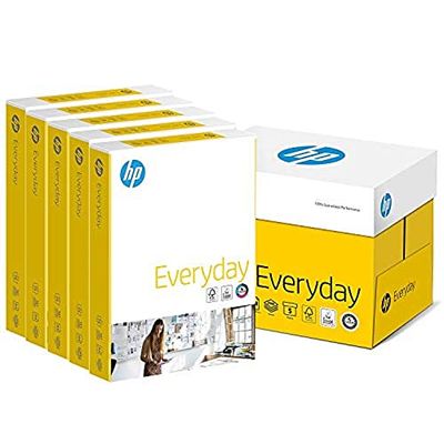 Hewlett Packard Printer Paper, Everyday A4 Paper, 210x297mm, 75gsm, 5 Ream Carton, 2500 Sheets - FSC Certified Copy Paper, White