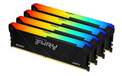 Kingston FURY Beast RGB 64GB 3200MT/s DDR4 CL16 DIMM (Kit of 4) Computer Memory KF432C16BB2AK4/64