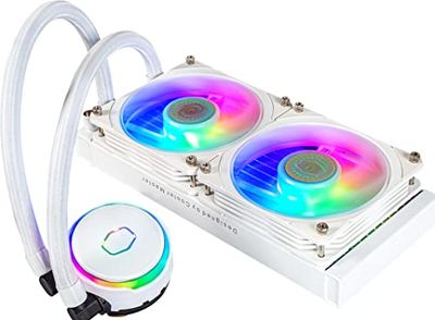 Cooler Master MasterLiquid PL240 Flux CPU-Vätskekylare - AIO Vattenkylningssystem, 2 x 120mm Fläktar, 240mm Radiator, Adresserbar Gen 2 RGB-Kontroller ingår - AMD & Intel-Kompatibel - White Edition