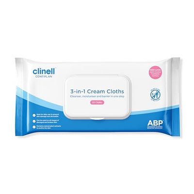 CONTIPLAN Incontinence Cleansing Cloths with Barrier Cream - Pack of 24 - 25 Cloths per Pack (600 Cloths) - All in One Cleansing Wipes Cleanses, Soothes and Moisturises