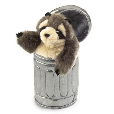 Folkmanis Raccoon in Garbage Can Hand Puppet
