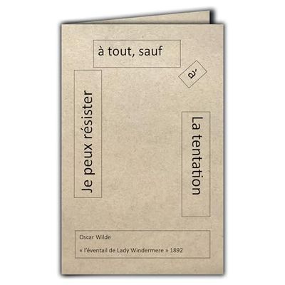 AFIE CIT-1024 - Tarjeta de cita en papel natural con fibra con sobres Puedo resistir todo excepto la tentación Oscar Wilde la gama de Lady Windermere - Fabricado en Francia