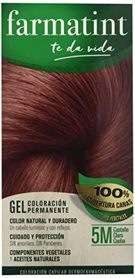 Farmatint Gel Cor natural e duradoura Componentes vegetais e óleos naturais, sem amoníaco, sem para-fenos, dermatologicamente testado, 5 m castanho claro mogno, 135 ml