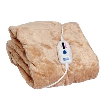 Pekatherm Couverture Chauffante | 170 x 130 cm | Puissance 100 W et 4 Niveaux de Température | Couverture Électrique en Polyester | Lavable à la Main et en Machine | Marron O120D