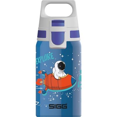SIGG Shield One waterfles voor kinderen (0,5 l), roestvrijstalen kinderfles met lekvrij deksel, waterfles met één hand. Bewijs voor koolzuurhoudende dranken