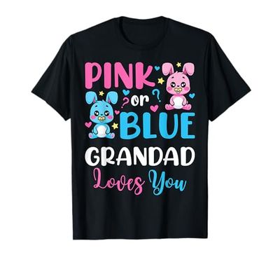 Pink Or Blue Grandad Loves You Cute Bunny Gender Reveal Baby T-Shirt