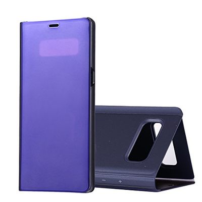 Carcasa de telefono for Galaxy Note 8 Espejo de galvanoplastia Funda de Cuero con Tapa Horizontal con función de Reposo/activación y Soporte (Negro) (Color : Purple)