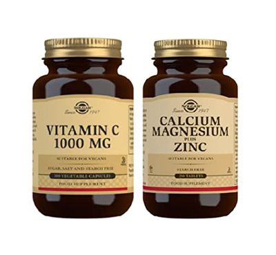 Solgar Calcio Magnesio y Zinc 250 Cápsulas + Vitamina C 1000 Mg 100 Unidades