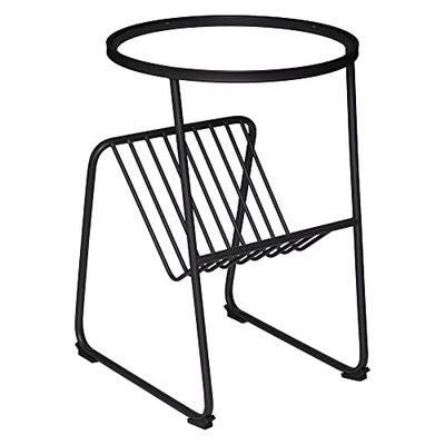 ATMOSPHERA TWORZONY INTEROR ATM-185699 Atmosphera-Stolik do kawy i metalowy uchwyt na czasopisma, czarny i szklany blat D 46 cm, cm