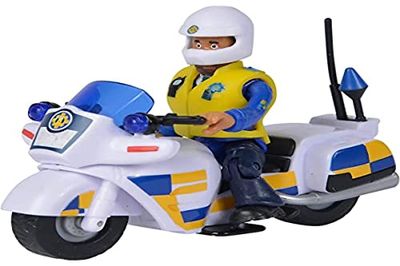 Simba 109251092002 Fireman Sam Police Motorcycle Plus Articulated Malcolm Action Figure le Pompier, Multicolored