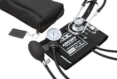 ADC Pro's Combo II SR Set Sfigmomanometro aneroide tascabile per adulti/Stetoscopio con Prosphyg 768 Sfigmomanometro per pressione arteriosa e, colore nero