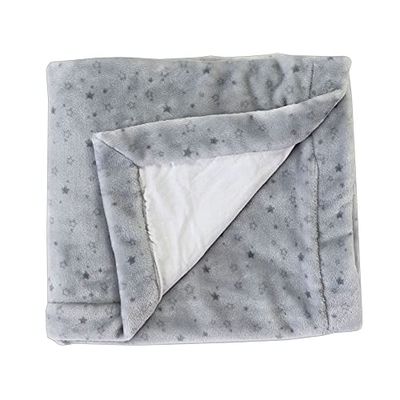 DOMIVA - Coperta double-face, con stampa a stelle, 75 x 100 cm, colore: Grigio