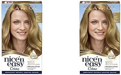 Clairol Nice'n Easy Crème, Natural Looking Oil Infused Permanent Hair Dye, 8C Medium Cool Blonde (Pack of 2)