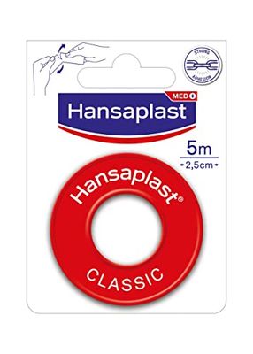 Hansaplast CLASSIC Cerotto su Rocchetto, Cerotto rotolo per il fissaggio di bende e compresse, Cerotto medicazione in tessuto, 1 Confezione da 5m x 2.5 cm