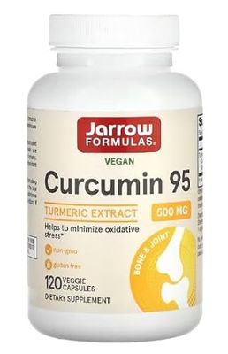 Jarrow Formulas Curcumin 95 500mg - 120 Vcaps Végétariennes - Antioxydant Puissant & Soutien Anti-Inflammatoire pour Santé & Bien-être Optimaux