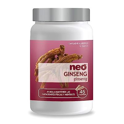 NEO | Ginseng | 45 Cápsulas | Bote para 1 Mes | Mejora la Concentración y Memoria | Mantiene las Capacidades Físicas | Mejora la Presión Arterial | Aporta Energía y Vitalidad