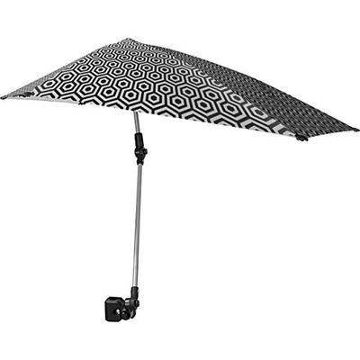 Sport-Brella Versa-Brella SPF 50+ justerbart paraply med universalklämma, vanlig, svart/vit