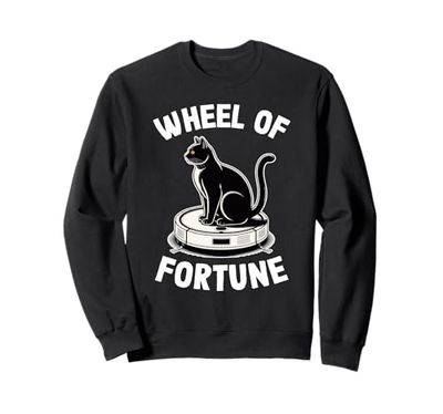 Wheel Of Fortune Cat On Robot Vacuum Cleaner Cat Sweatshirt