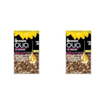 Garnier Olia Permanent Hair Dye, Up to 100% Grey Hair Coverage, No Ammonia, 60% Oils, 7.13 Dark Beige Blonde (Pack of 2)