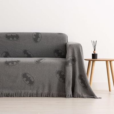 BELUM | Batman Multipurpose filt - Mätningar Produkt: 230x270 - Tyg: 60% bomull - 40% polyester - Modell: The Batman Grey - Behandling: Motverkar fukt, Allergivänligt, Anti-kvalster och hygienisk
