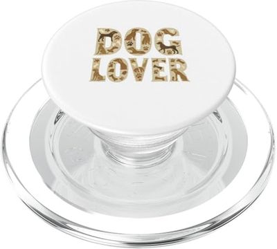 Dog Lover - Tipografía de silueta de perro con huellas de patas PopSockets PopGrip para MagSafe