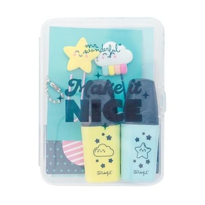 Mr. Wonderful Kit to Decorate Your Diary 2025 - Make it Nice - Includes 4 Embossed Stickers and 2 Mini Highlighters