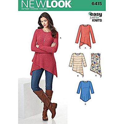 New Look UN6415A Misses' Knit Tunics A (XS-S-M-L-XL)