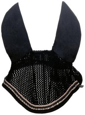 HKM Rosegold Glamour Style Bonnet anti mouches Noir/Or Rose Cheval