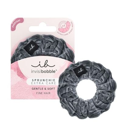 Invisibobble chouchou cheveux gris Extra Care Sprunchie x1 - Chouchou cheveux femme - Chouchou fille avec un elastique spirale à l'interieur - Forte tenue