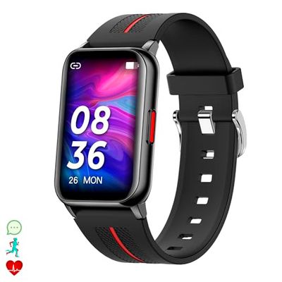 DAM Brazalete Inteligente H76 con Monitor de tensión y O2. Sumergible, Monitor meteorológico y notificaciones de apps. 4,6x0,9x3,1 Cm. Color: Negro