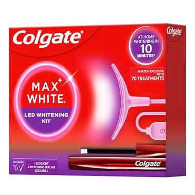 COLGATE - Kit blancheur LED Max White Ultimate | blanchiment en 10 minutes* | élimine jusqu'à 20 ans de taches* | appareil de blanchiment à LED souple | sérum blancheur avec nouvel applicateur précis